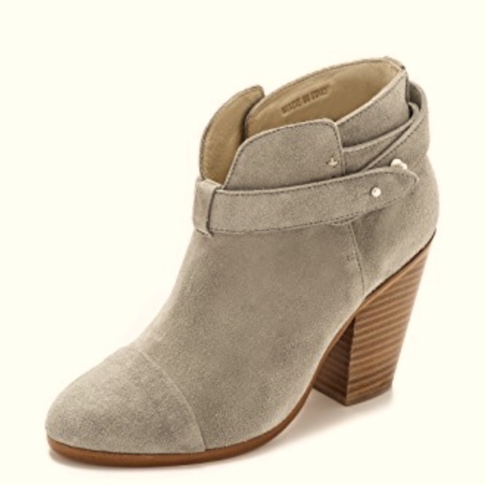 Rag & Bone Grey Suede Harrow Ankle Strap Booties Classic modern style size 37.